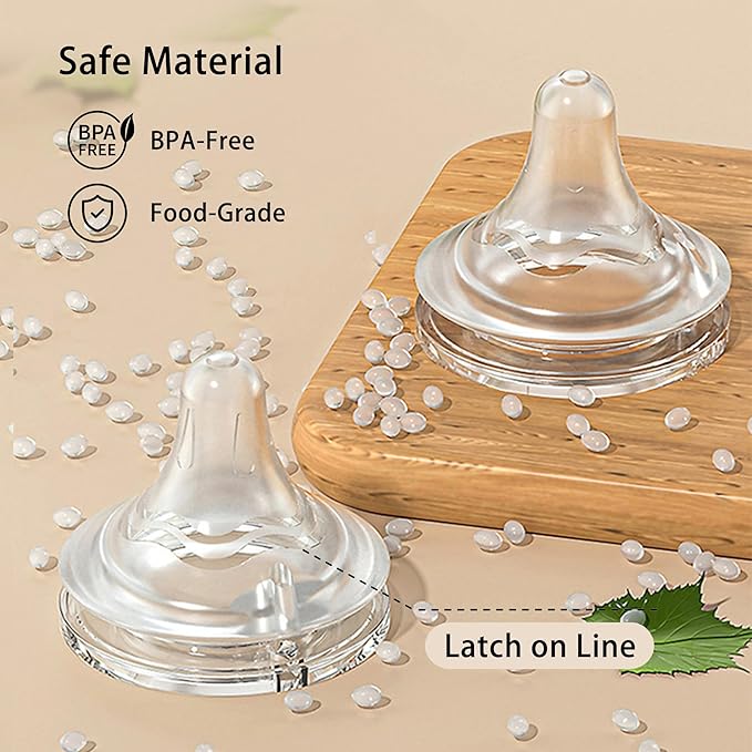 Natural Glass Baby Bottle for Breastfeeding Babies, 5.4oz Anti-Colic Baby Bottle with Natural Response Nipple(S), Clear, Wide Neck, 2 Pack, 1 Months+