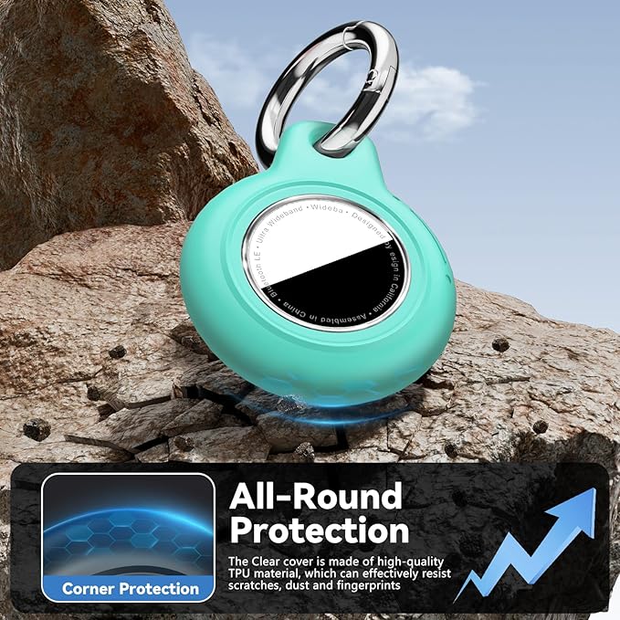 Upgrade Waterproof Airtags Holder with Apple Airtags Keychain, Hard PC Air Tag Case, Anti-Scratch & Shock Air tag Holder,Men's Women's Keyrings & Keychains, for Dog,Car Key,Luggage -Mint Green