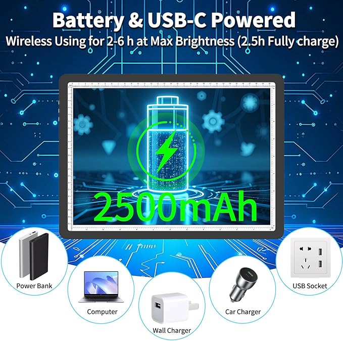 Phylosal Rechargeable A4 Light Pad with Built-in Stand & Bag, Magnetic Tracing Light Box for Drawing, Diamond Art Light Board with Side Button, Super Bright Light Table for Diamond Painting, Sketching