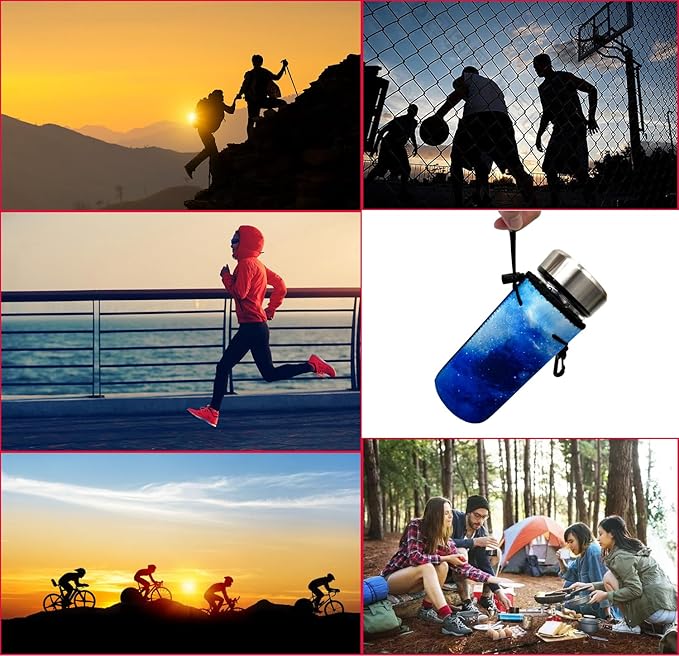 Water Bottle Bag Carrier, Neoprene Sleeve Portable Insulator Cover With Drawstring for 18-20 Oz Bottles (Blue)