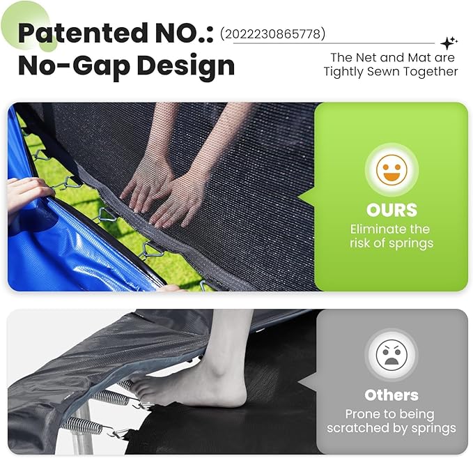 Zupapa 1800LBS Weight Capacity 2025 Double Frames Trampoline with No-Gap Design Curved Poles 16 15 14 12FT Trampolines for Kids with Enclosure Net Outdoor Trampolin for Children Adults Family