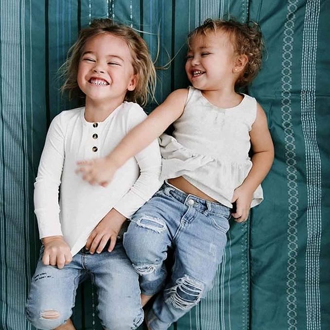 Little Unicorn 5'x7' Outdoor Family Picnic & Beach Blanket | Durable & Water-Resistant Fabric | Compact Fold & Easily Wipes Clean | Zipper Pocket (Shoreline Stripe)