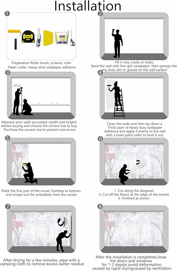 Forest Fabric Mural Wallpaper for Living Room Bedroom Dining Room(Not Self-Adhesive)