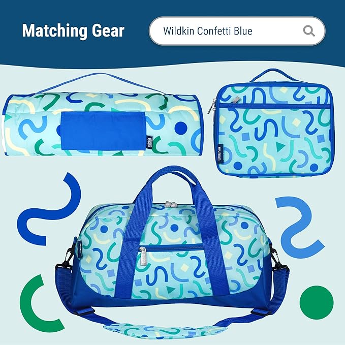 Wildkin 16-inch Kids Backpack – Durable, Padded & Spacious School Bag for Boys & Girls - Confetti Blue