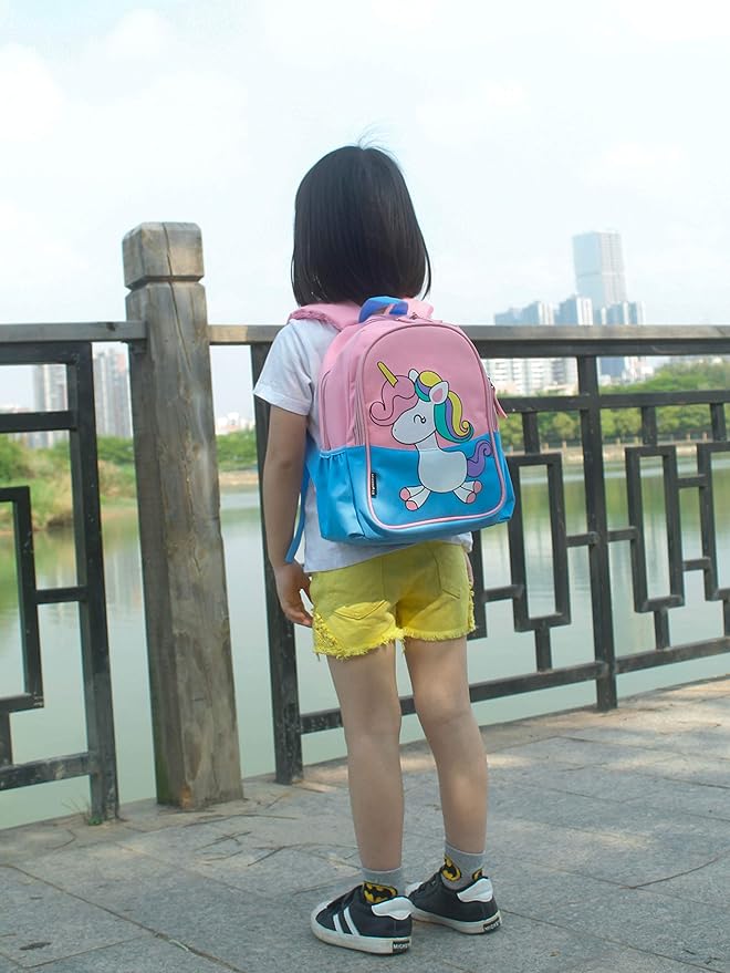 12 Inch Kids Small Toddler Preschool Travel Backpack Cool Cute Cartoon Daypack (Little Blue Unicorn)