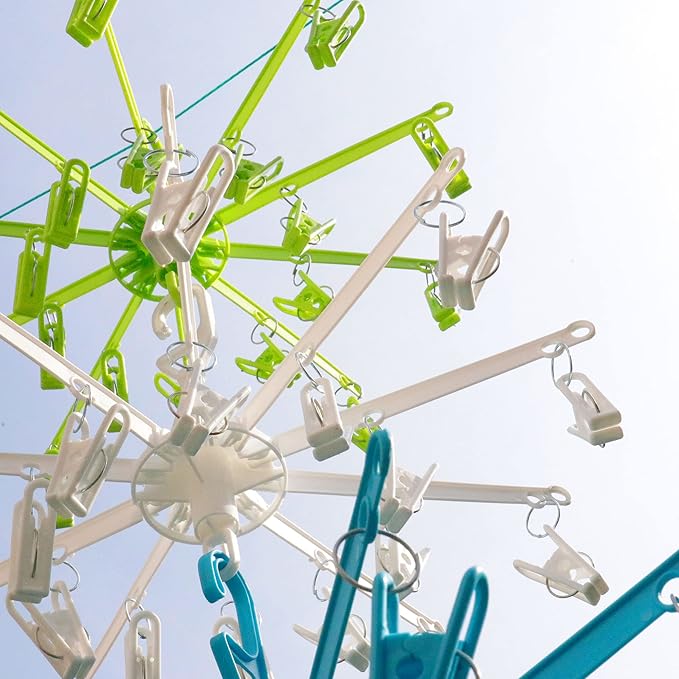 HANGERWORLD 20 Clip Hanging Laundry Drying Rack for Socks, Underwear and Baby Clothes (2 Pack)