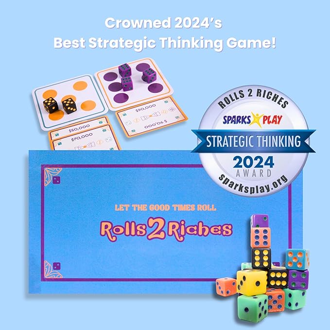 Award-Winning Board Game for Families – Rolls 2 Riches | Fast-Paced Dice, Card & Strategy Game for Kids & Adults | Perfect for Parties, Travel, Camping, Game Nights & Outdoor Summer Fun