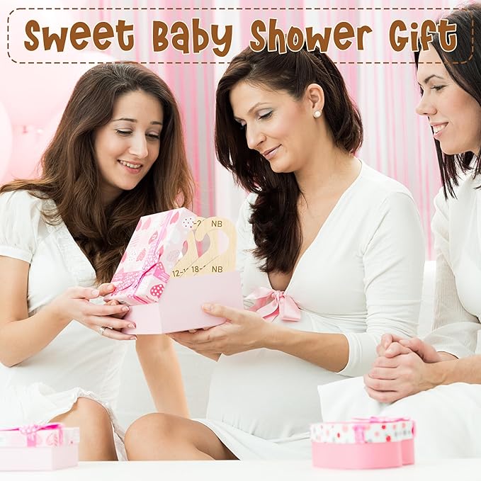 R HORSE Wooden Baby Closet Dividers - 3D Coquette White Bow Baby Closet Organizer, 8Pcs Double-Sided Newborn Clothes Size Hanger Dividers, Nursery Decor Birthday Gift for Boy Girl (0-24 Months)