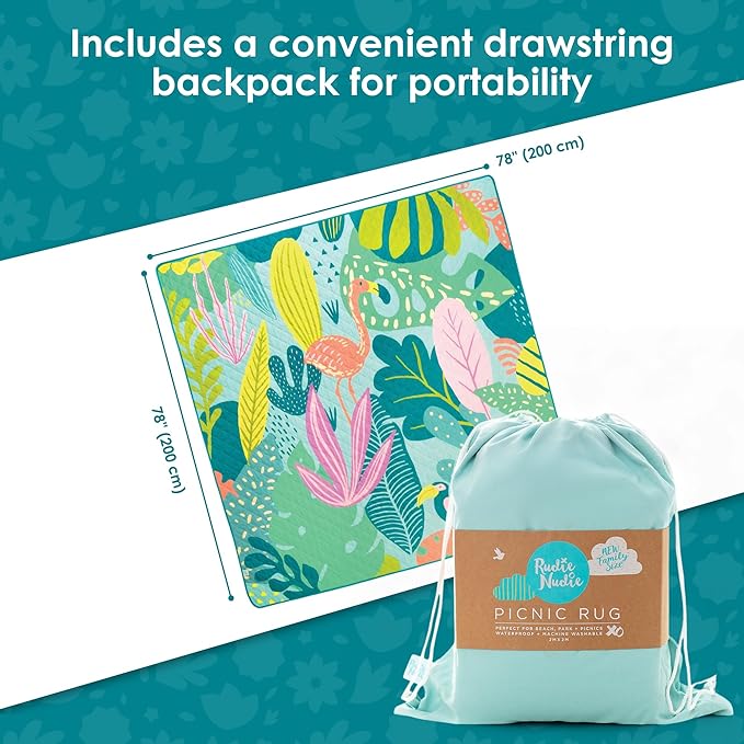 Jumbo Picnic Rug, Premium Large Picnic Mat, 6'7" x 6'7", Outdoor Waterproof Picnic Blanket Beach Mat, Foldable & Waterproof, Picnic Blankets Ideal for Beach & Park, Outdoor Blanket