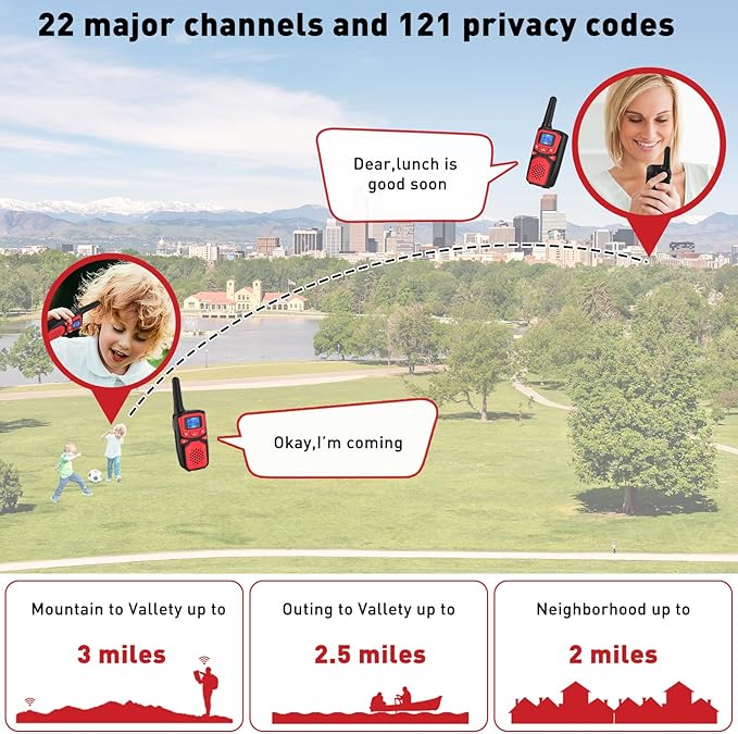 WokTok Adult Walkie Talkies Long Range Rechargeable Portable Two-Way Walkie Talkie, Camping Gear, SOS Sirens, NOAA Weather Alarms, Kid's Toys, Easy-to-Use Rechargeable Walkie Talkies,4 Packs