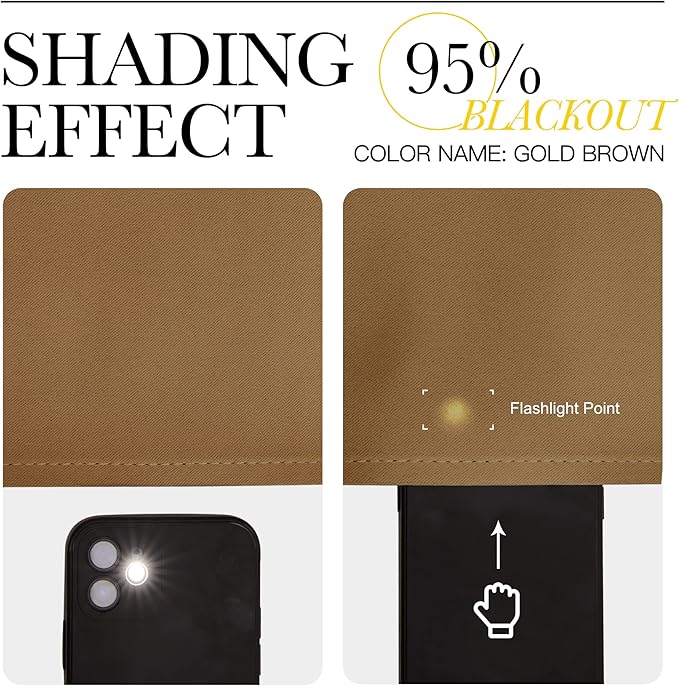 NICETOWN Living Room Curtains 95 inch Long - Sound Reducing Grommet Thermal Insulated Blackout Solid Drapes for Villa/Hall, Gold Brown, 2 Panels, W52 x L95