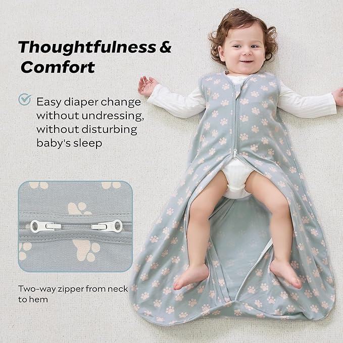 JELLYMONI Baby Sleep Sack 12-18 Months Wearable Blanket for Baby, 100% Cotton 2 Pack Infant Toddler Sleeping Sack Lightweight Soft 2-Way Zipper Sleepsack