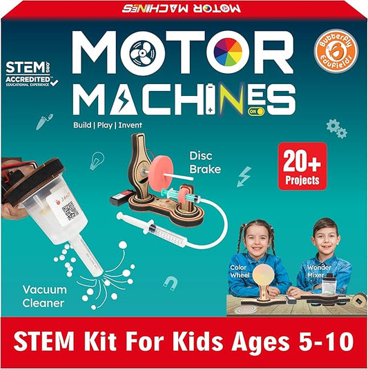 Butterfly EduFields 20in1 Motor Machines STEM Projects Kit for Kids Age Ages 5-7 6-8 8-10 | STEM Toys for Kids 5 6 7 8 9 10 Year Old | Robotics & Engineering Toys | Gift for 6 7 8 9 10 Year Old