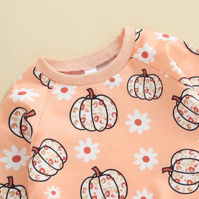 0-4T Toddler Boy Girl Halloween Outfit Fall Clothes Ghost Long Sleeve Sweatshirt Top Pants Baby Halloween Clothes