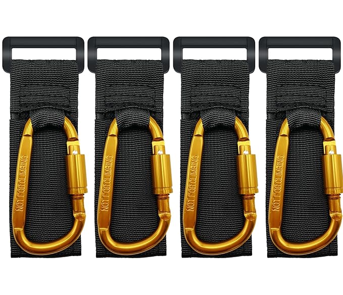 4 Pcs Baby Stroller Hook, Carry 30 lbs per Stroller Carabiner Clip, Adjustable Baby Stroller & Car Seat Hook for Hanging Diaper Bag, Wheelchair,Golf cart, Shopping and Pet Cart