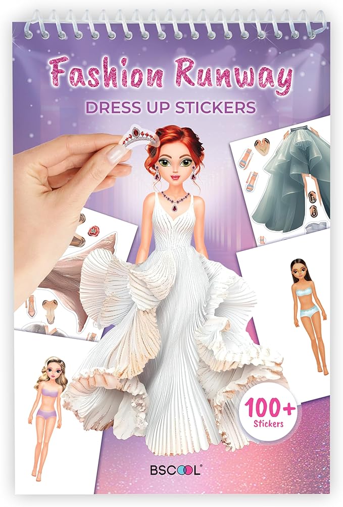 Sticker Dress Up Fashion Runway - Sticker Activity Book for Kids. Learn Girls Fashion Design with Stickers and Guides for Kids 5 and up. Little Designer Creativity Book