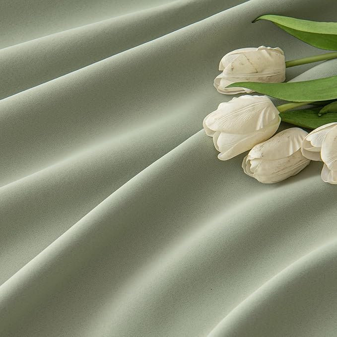 MIULEE Sage Green Back Tab Blackout Curtains 84 Inch Length 2 Panels Set for Living Room Bedroom Privacy, Rod Pocket/Pinch Pleated Thermal Insulated Room Darkening Light Blocking Drapes, W72xL84