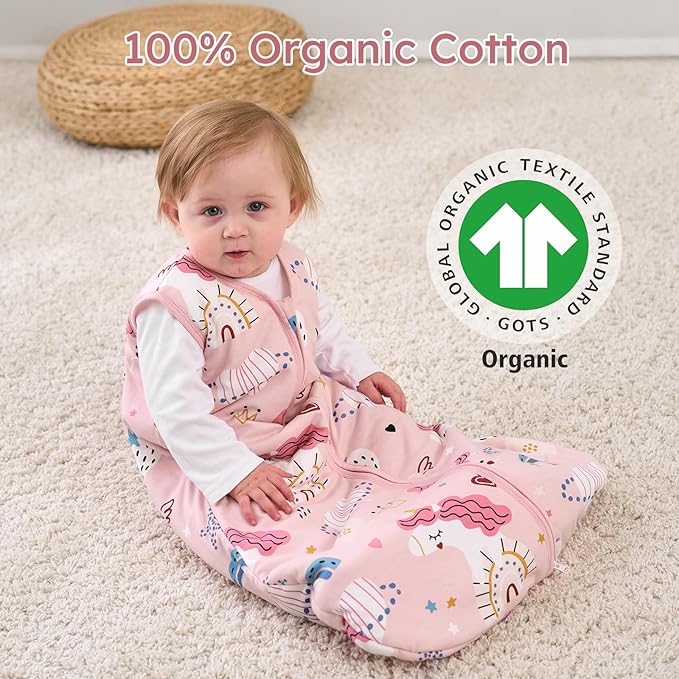 Yoofoss Baby Sleep Sack 0-6 Months, 1.5 Tog Baby Wearable Blanket with 2-Way Zipper, 100% Cotton Organic Fabric Winter Infant Sleeping Sack, Warm Soft Comfy