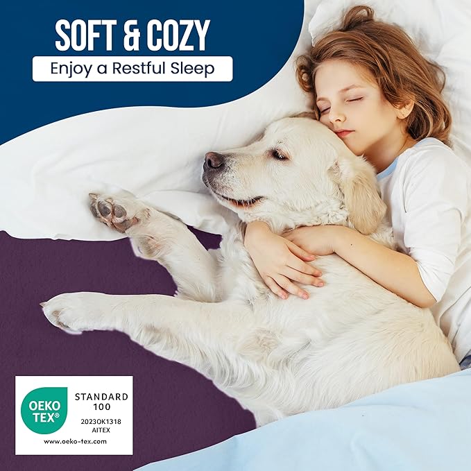 Utopia Bedding Waterproof Mattress Protector Twin Size, Premium Terry Mattress Cover 200 GSM, Breathable, Fitted Style with Stretchable Pockets (Purple)