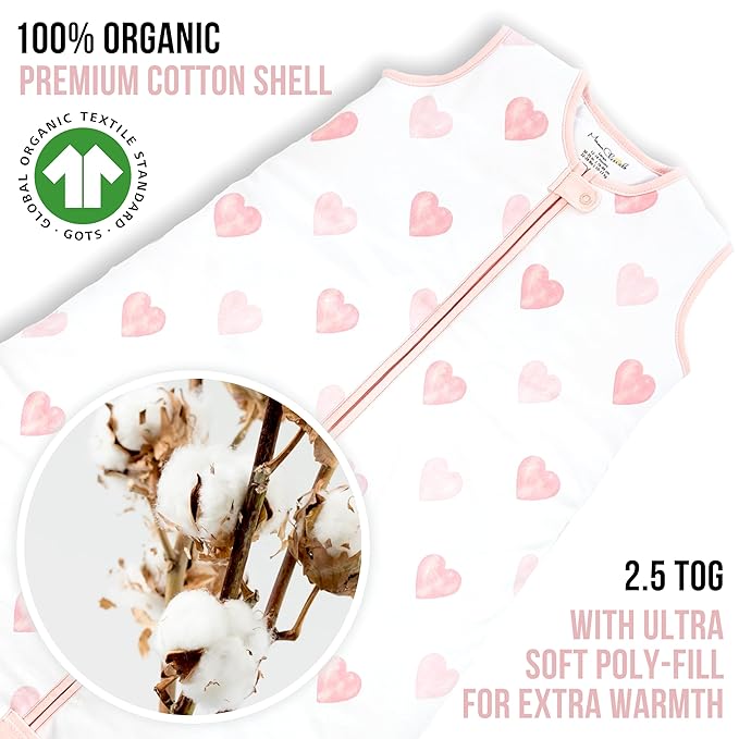 Mama Cheetah Baby Sleep Sack 2.5 TOG, Winter Baby Sleeping Bag with 2-Way Zipper, Organic Cotton Swaddle Transition Wearable Blanket for Boy Girl Infant Toddler, 24-48 Months, 1-Pack