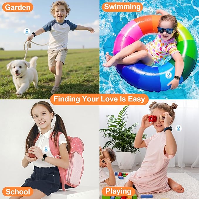 Waterproof Bracelet Compatible with AirTag for Kids (2 Pack), Protective Case GPS Tracker Holder for Child with Full Coverage Hidden Design, Soft Silicone Anti-Lost Wristband Cover for Toddler BBBY