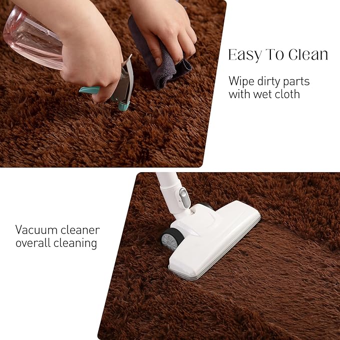 Luxury 4x6 Area Rug, Ultra Soft Rugs for Living Room, Plush Carpet Rugs for Bedroom, Non-Slip Indoor Rug for Nursery, Study Room, Playroom, Home Decor, Brown