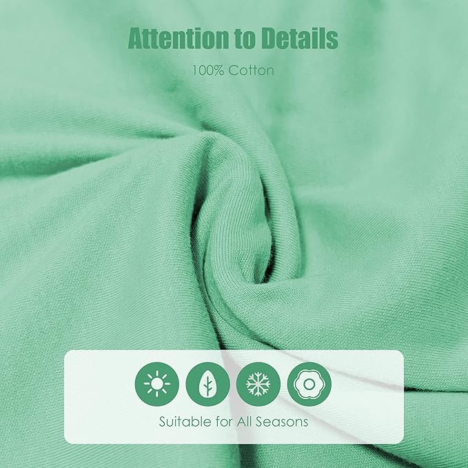 SWEET DOLPHIN Baby Sleep Sack 12-18 Months - 100% Cotton 2-Way Zipper TOG 0.5 Infant Wearable Blanket, Newborn Essentials Toddler 3 Pack Sleeping Sacks - Green