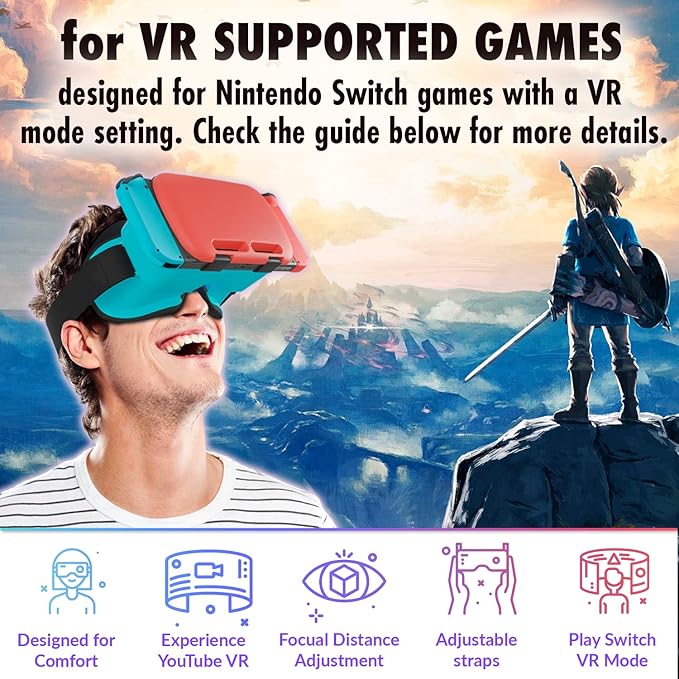 Orzly VR Headset Designed for Nintendo Switch & Switch OLED Console with Adjustable Lens for a Virtual Reality Gaming Experience and for Labo VR - Colour Pop - Gift Boxed Edition Tanami