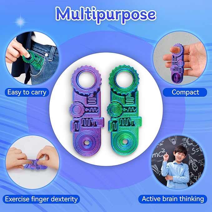2025 New 3D Printed Fidget Ring Toys, 5-in-1 3D Printed Gear Ball Stress Sensory Toy, Mindful Meditation Gear Toys for Stress and Anxiety Relief, Back to School Supplies Fidget Toy for Kids Adults