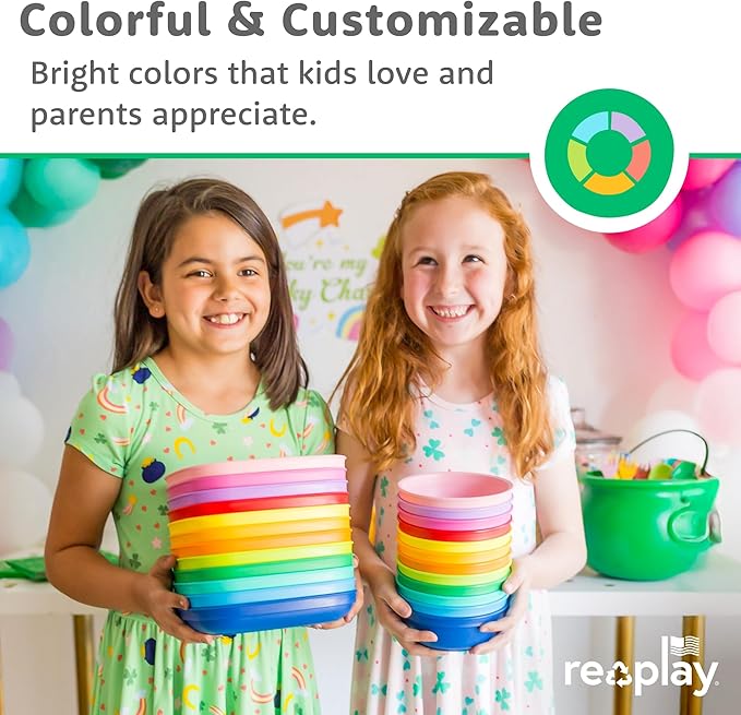 Re-Play 12 Oz. Toddler Bowls for Snack and Everyday Dining - Dishwasher and Microwave Safe - Made in USA - Set of 3-5.75" x 5.75" x 2" - Sea Glass