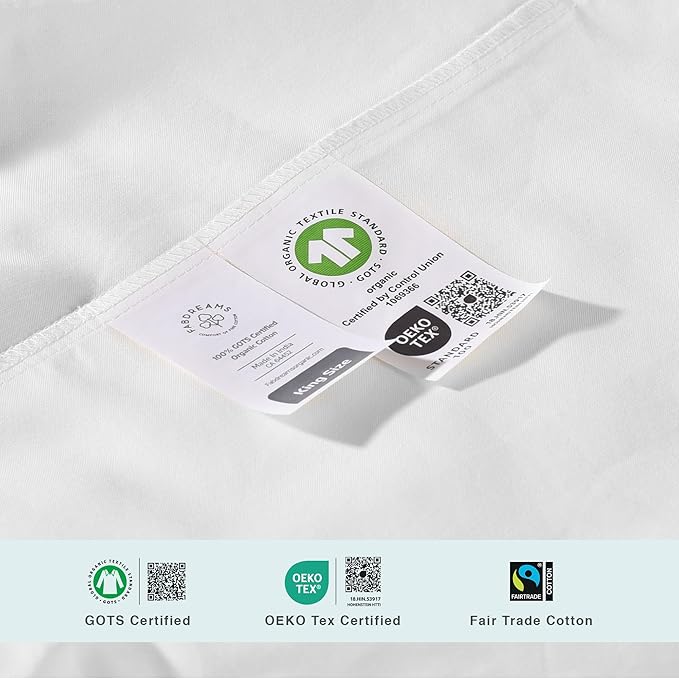 FABDREAMS Organic Quilted Mattress Protector Full Size | Mattress Pad| Mattress Cover| Naturally Breathable | Noiseless| Fits up to 17" Deep Pockets| Temperature Regulating | Full | White