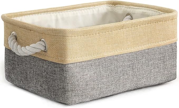 TheWarmHome Small Storage Bins Basket - Small Storage Baskets for Organizing Shelves, Fabric Storage Cubes Organizer for Changing Table Clothes Shoes Sock Towel Dog Toy,Decorative Basket Gift