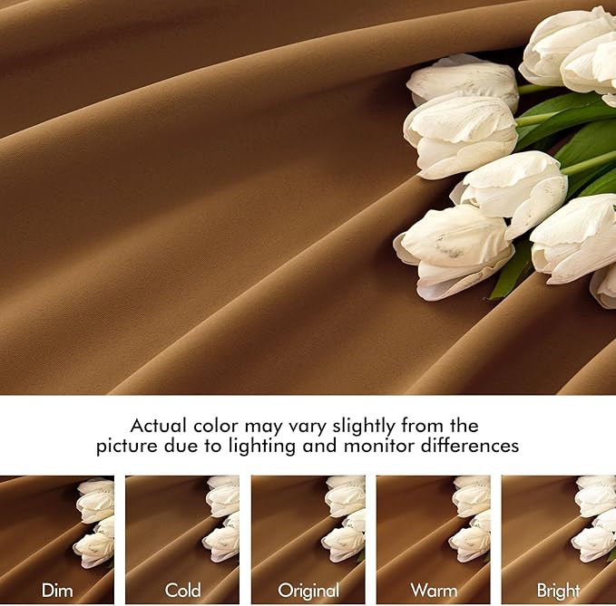 MIULEE Golden Brown Back Tab Blackout Curtains 120 Inch Long 2 Panels Set for Bedroom, Rod Pocket/Pinch Pleated Extra Long Thermal Insulated Living Room Darkening Light Blocking 10FT Drapes