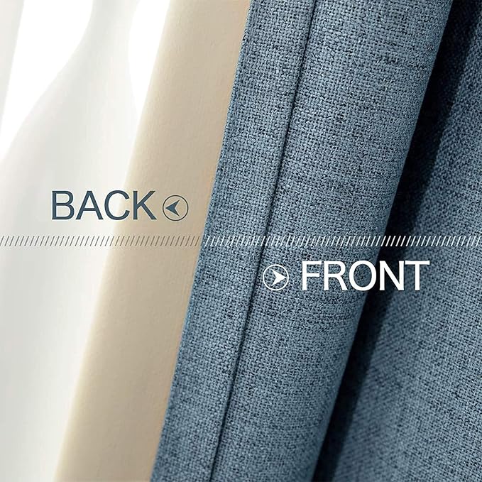 MIULEE Linen Texture Curtains, 2 Panels (Dusty Blue, W52xL84), Blackout, Grommet, Room Darkening, Nursery, Solid, Classic, 2 Count