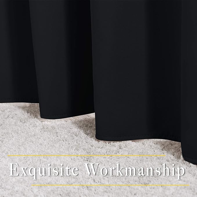 NICETOWN Black Out Kitchen Window Curtains Over Sink, Grommet Blackout Window Treatments Thermal Drapes for Cafe/Basement, 2 Panels, W52 x L36