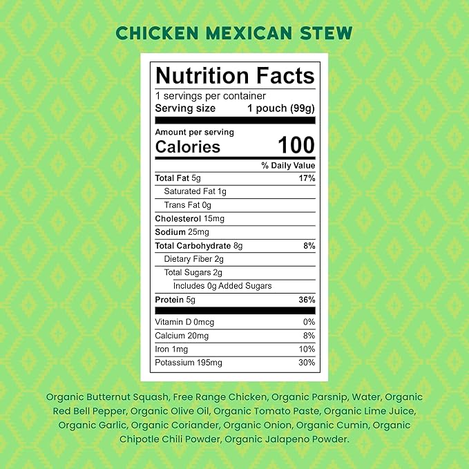 Serenity Kids 6+ Months World Explorers Mexican Chicken Baby Food Pouches - Chicken Mexican Stew - BPA-Free Organic Baby Food Puree with Protein & Veggies - 3.5 Oz, 6 Count