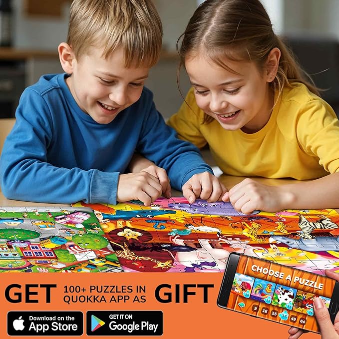 QUOKKA Puzzles for Kids Ages 4-6 – 4 x 48 Pieces Jigsaw Puzzles for Toddlers 2-4 – Children's Game Ages 3-5 for Learning Farm Animals – Educational Preschool Toy for Boys and Girls 4-8 Years Old