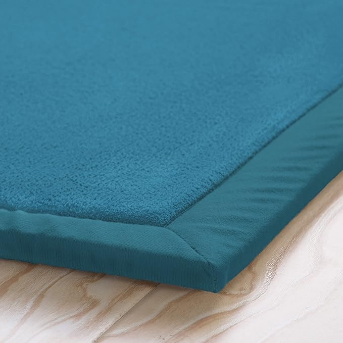 Loartee Coral Velvet Crawling Rugs & Area Rugs (6.0'x 6'8", Blue) for Toddler Children Play Mat & Yoga Mat Exercise Pads