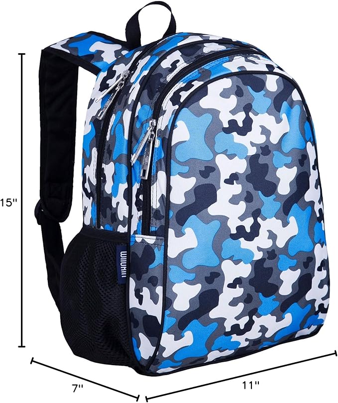 Wildkin 15-inch Kids Backpack – Durable, Padded, Adjustable for School & Travel - Blue Camo