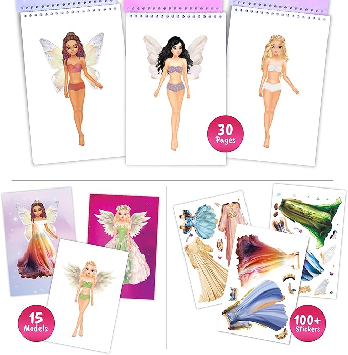 Sticker Dress up Fairies and Angels. Sticker Activity Book for Kids, Learn to Dress up Fairies and Angels with Guide for Kids 5 and up. Girls Fashion Paper Dolls