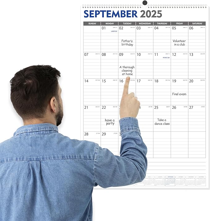 GuassLee Large Wall Calendar 2025-2027, 22"x15" Big Academic Wall Calendar 19-Month Sept. 2025 - Mar. 2027, 2026 Hanging Wall Planner with Julian Date Big Grid for Home School Office Planning