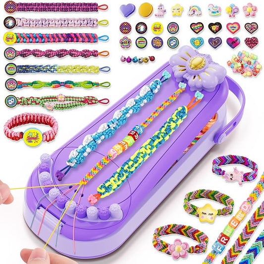 Friendship Bracelet Making Kit for Girls - DIY Bracelets Maker Art and Craft Kits for Kids - Jewelry String braiding Set Toys for Age 6 7 8 9 10 11 12 Year Old Girl Christmas Birthday Gifts - Purple