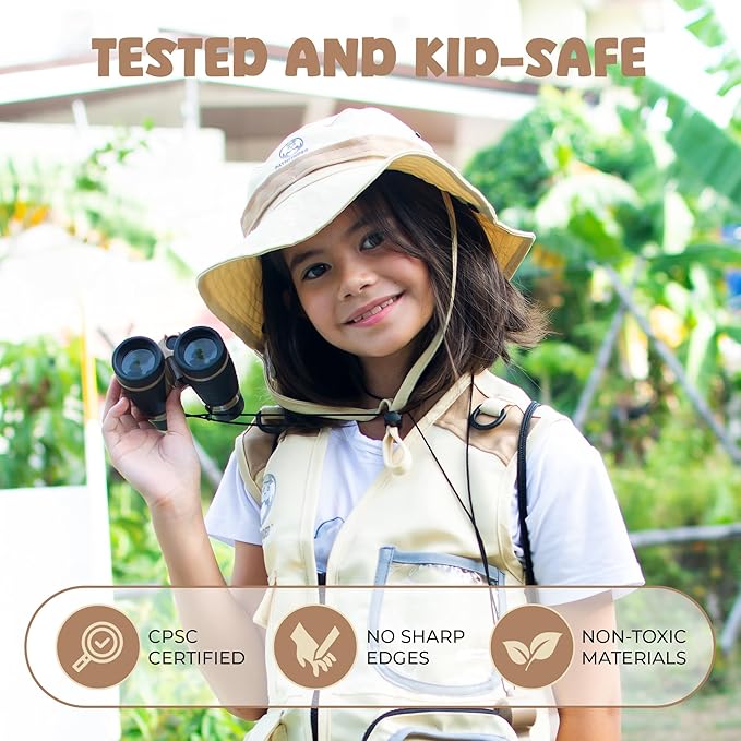 Kids Bug Catching Kit - Complete Explorer Kit with Safari Vest, Hat & More - Cute Dress-Up Safari Costume, or Zoo Keeper - Outdoor Explorer Set & Bug Toys for 7+ Year Old Boys Girls + Adventure Book