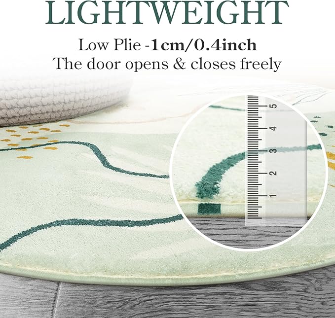 Lahome Green Hallway Runner - 2x7 Washable Non-Slip Runner Rug Throw Lightweight Soft Bathroom Runner Rug, Boho Botanical Print Indoor Carpet Runner for Bedroom Kitchen Entrance Laundry Living Room