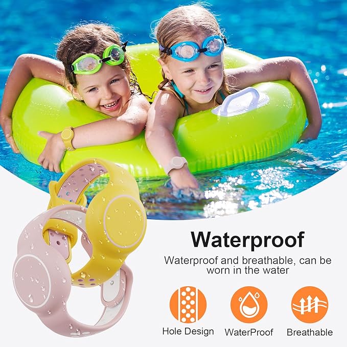 Waterproof Bracelet Compatible with AirTag for Kids (2 Pack), Protective Case GPS Tracker Holder for Child with Full Coverage Hidden Design, Soft Silicone Anti-Lost Wristband Cover for Toddler YPPW