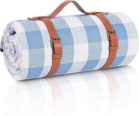 sapsisel 80”x 80” Picnic Blanket Extra Large, Waterproof and Foldable Beach Blanket, 3-Layer Outdoor Blanket for 6 to 8 Adults, for Camping, Park, Beach, Grass, Indoors…