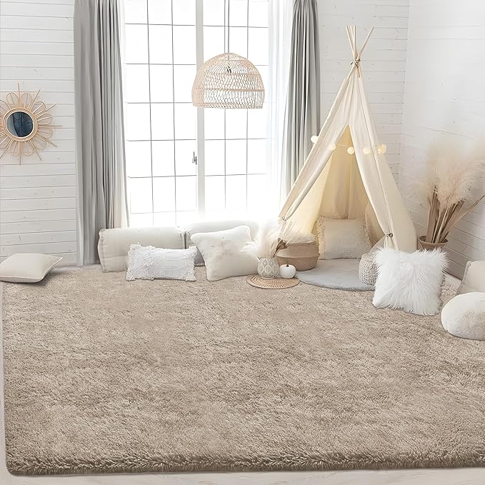 4x6 Area Rug for Living Room: Fluffy Shag Soft Washable Rugs Fuzzy Plush Indoor Carpet for Bedroom Nursery Playroom Dorm Kids Girls Boys Room (Camel, 4'x6')