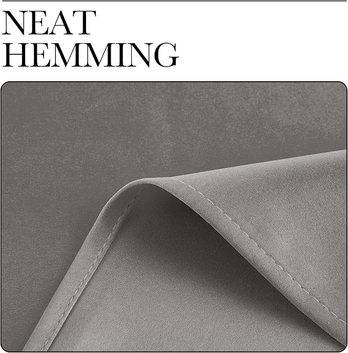 NICETOWN Chrome Gray Bedroom Curtains 63 inch Length 2 Panels, Grommet Window Treatment Thermal Insulated Solid Faux Silk Room Darkening Drapes for Kids Room, W52 x L63