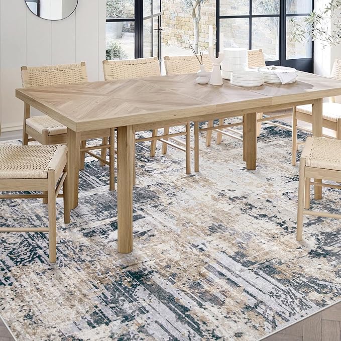 Area Rugs 5x7 Living Room: Washable Rug Modern Abstract Rugs Soft Non Slip Neutral Rug Stain Resistant Indoor Carpet for Bedroom Kitchen Dining Room Nursery Home Office Rugs(Black Brown,5'x7')