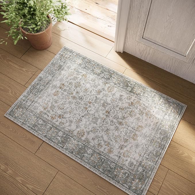Washable Entryway Small Area Rugs: Door Mat Indoor Entrance 2x3 Boho Rug Stain Resistant Non-Slip Rubber Backing Soft Carpet for Kitchen Front Door Indoor Entrance Entry Bedroom Kids Room